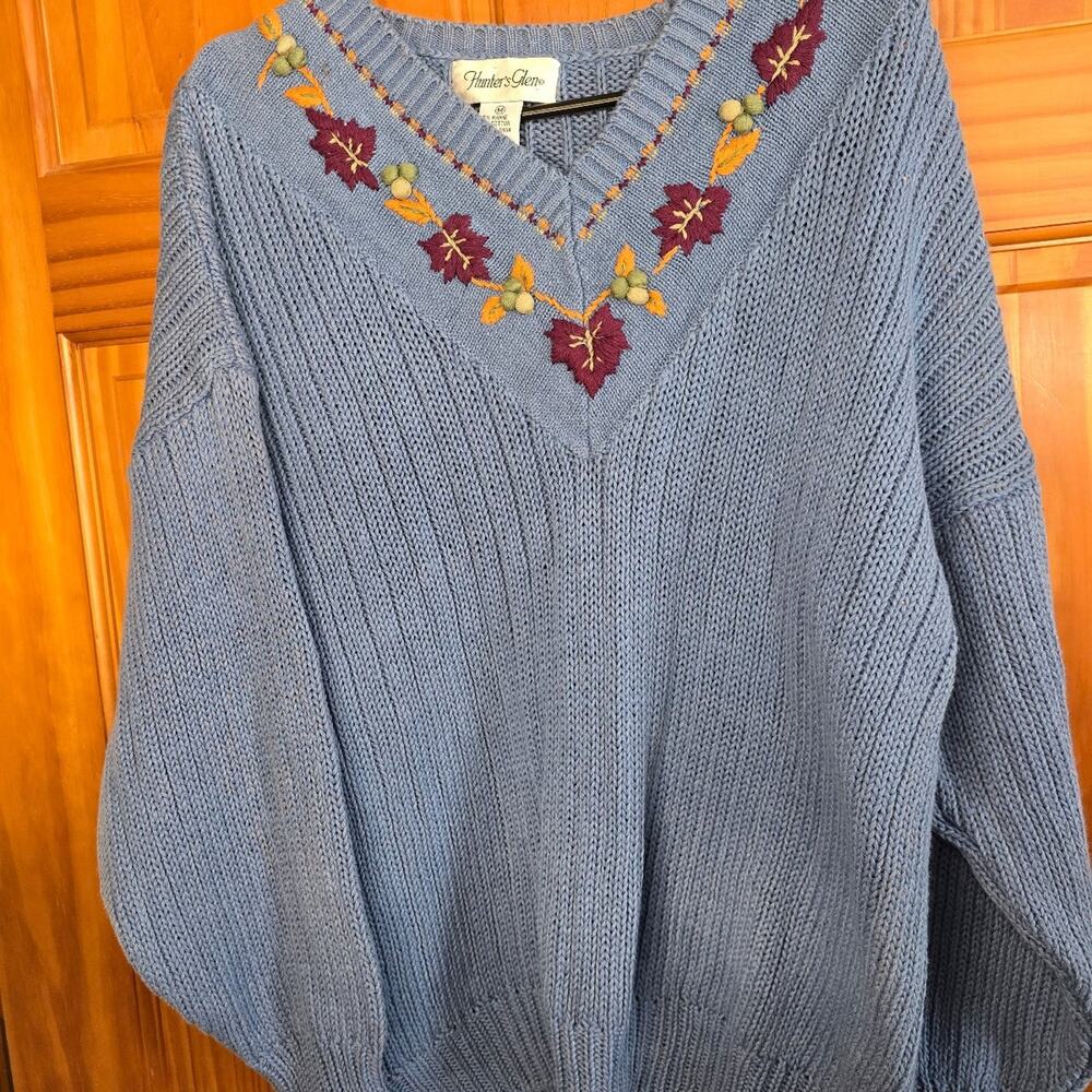 Vintage Hunters Glen Blue Knit Medium Sweater preloved Condition